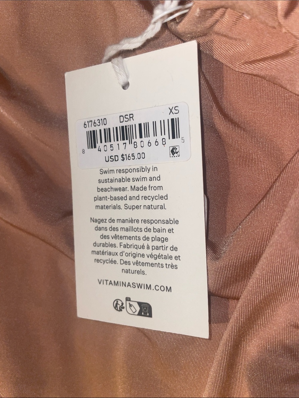 Vitamin A Jenna One Piece Swimsuit nude Desert Rose XS NWT - Picture 2 of 6